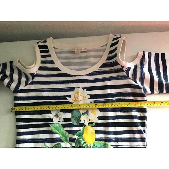 BOSTON PROPER WOMENS NAVY/WHITE/YELLOW GRAPHIC OPEN SHOULDER DRESS SIZE SMALL - Picture 5 of 7